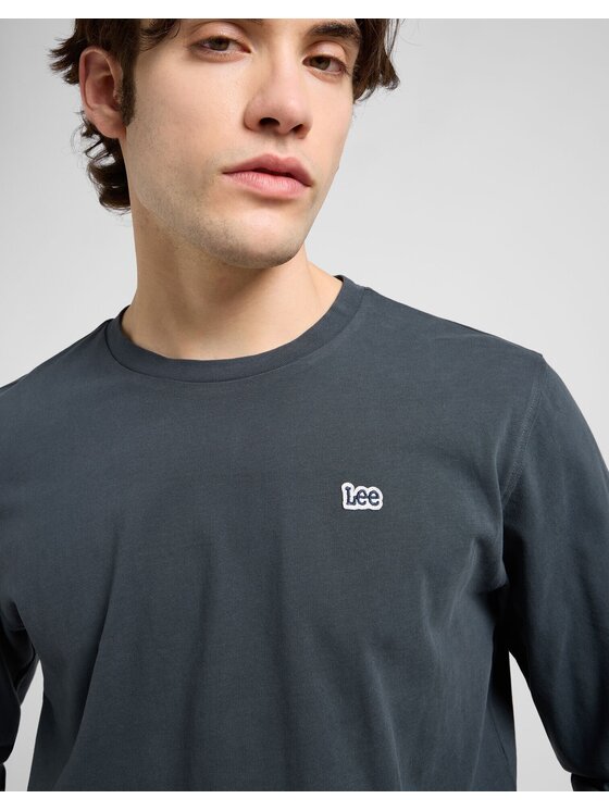 Lee Lee T-Shirt LS PATCH LOGO TEE Niebieski Regular Fit