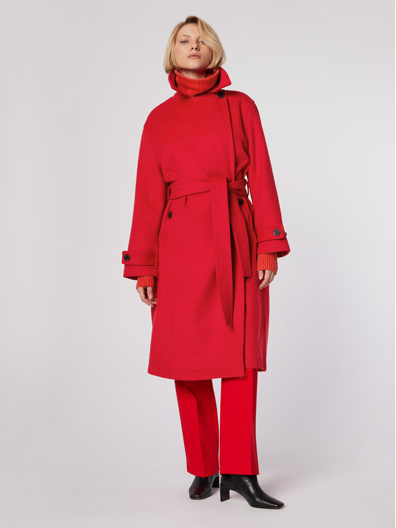 Simple Simple Демісезонний плащ PLD502-04 Червоний Relaxed Fit