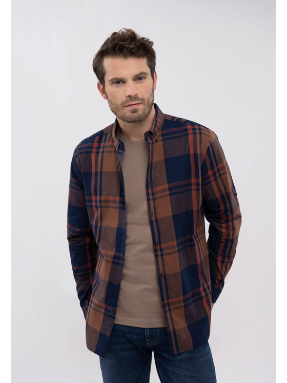 Volcano Volcano Koszula K-JOSE Granatowy Slim Fit