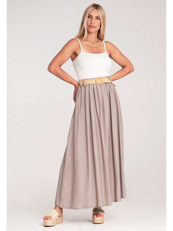 FIGL FIGL Φούστα maxi M1221 Μπεζ Flared Fit