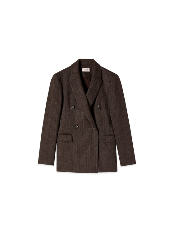 Oltre Oltre Marynarka Q037R004670N032 Brązowy Baggy Fit