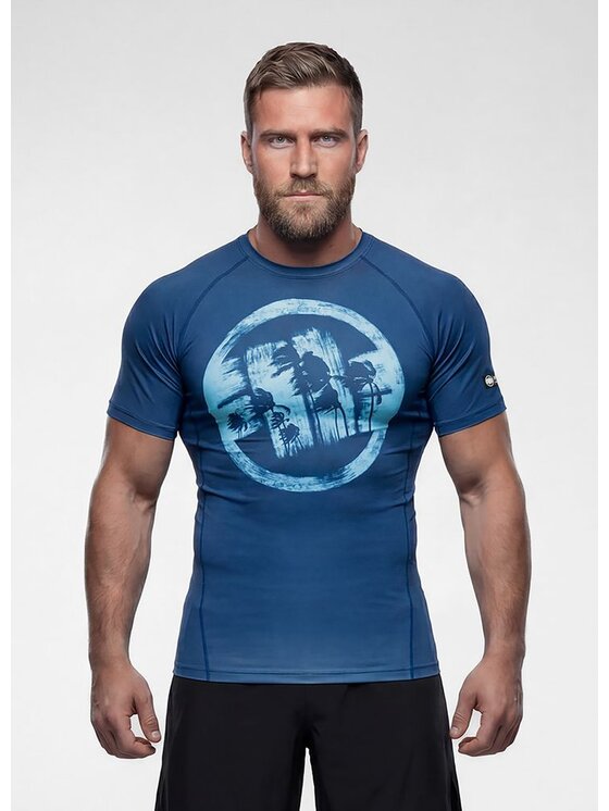 PITBULL PITBULL Koszulka techniczna LOGO PALMS Niebieski Regular Fit