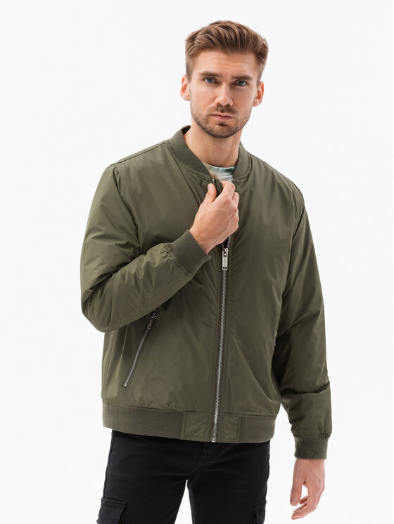 Ombre Ombre Bunda bomber C538 Zelená Regular Fit