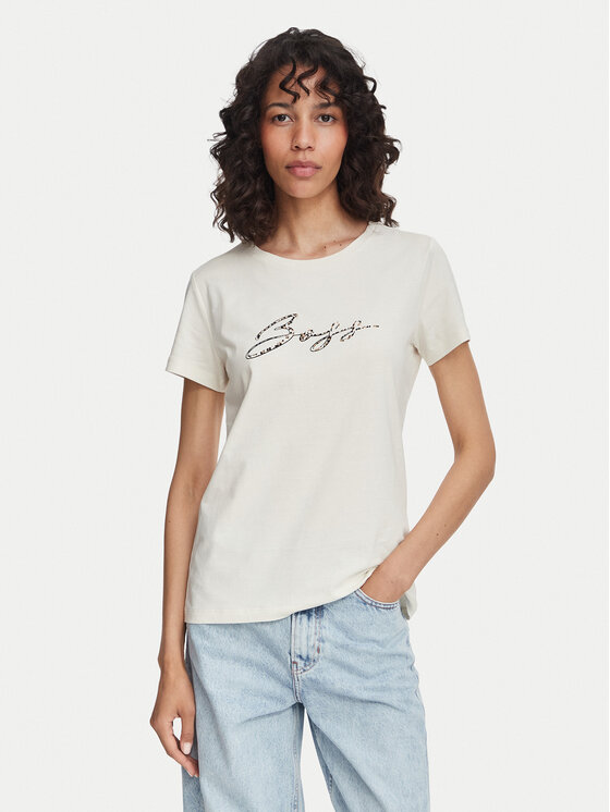 BOSS Tricou C_Elove_5 50566827 Bej Slim Fit