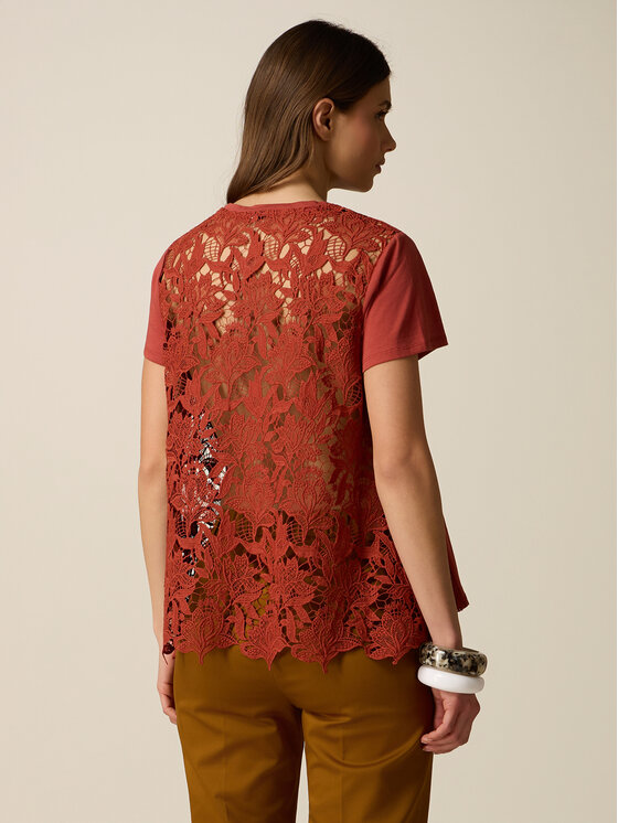Oltre Oltre T-Shirt G035J004564N022 Pomarańczowy Regular Fit