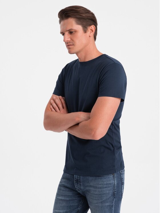 Ombre Ombre T-Shirt OM-TSBS-0146 Granatowy Fitting Fit