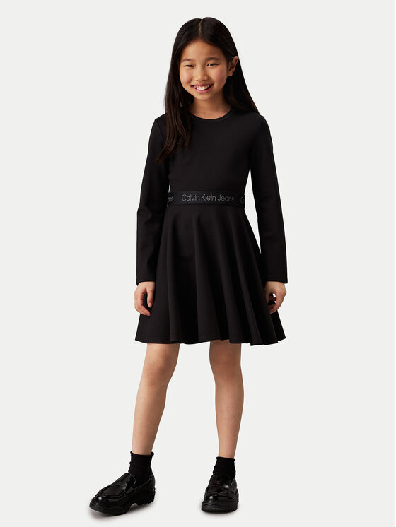Calvin Klein Jeans Calvin Klein Jeans Kleid für den Alltag Logo Tape IG0IG02666 M Schwarz Regular Fit