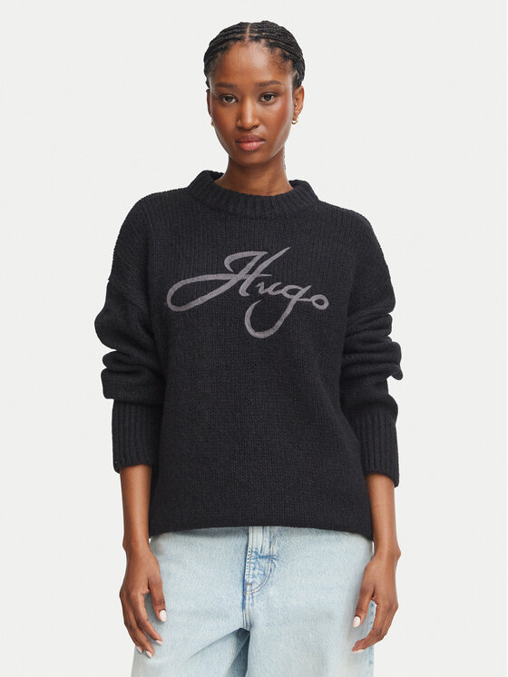 HUGO HUGO Megztinis 50569398 Juoda Relaxed Fit
