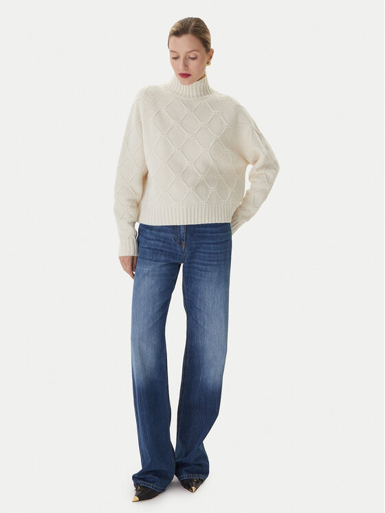 Elisabetta Franchi Elisabetta Franchi Sveter MK-55T-57E2 Krémová Regular Fit