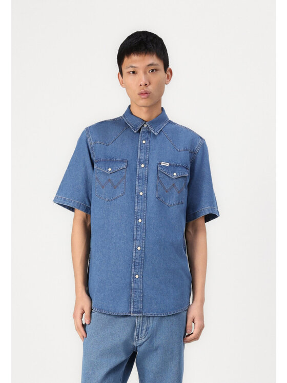 Wrangler Wrangler Koszula SS WESTERN SHIRT Niebieski Regular Fit