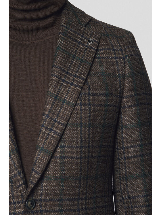 Lancerto Lancerto Marynarka Laketon MA073224000001 Brązowy Slim Fit