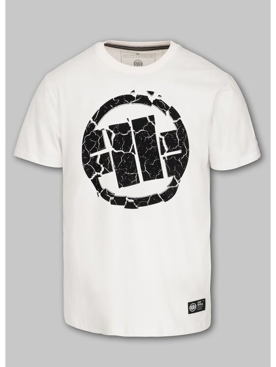 PITBULL PITBULL T-Shirt Koszulka męska Garment Washed SCRATCH M Biały Regular Fit