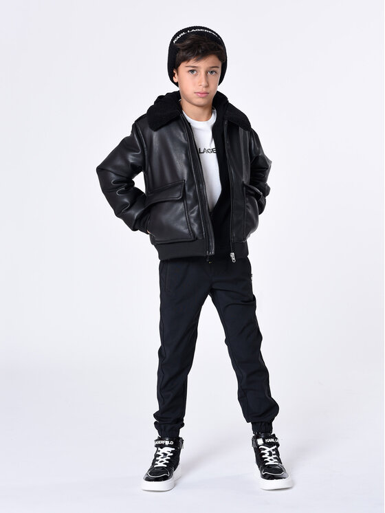 Karl Lagerfeld Kids Hlače Iz Tkanine Z24167 S Črna Regular Fit