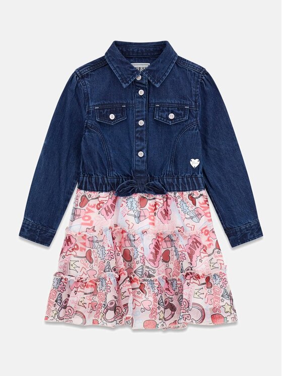 Guess Kids Guess Kids Každodenní šaty 183396 Modrá Classic Fit