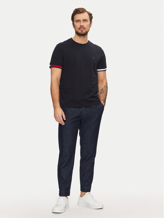 Tommy Hilfiger Tommy Hilfiger Marškinėliai Global Stripe MW0MW38078 Tamsiai mėlyna Regular Fit