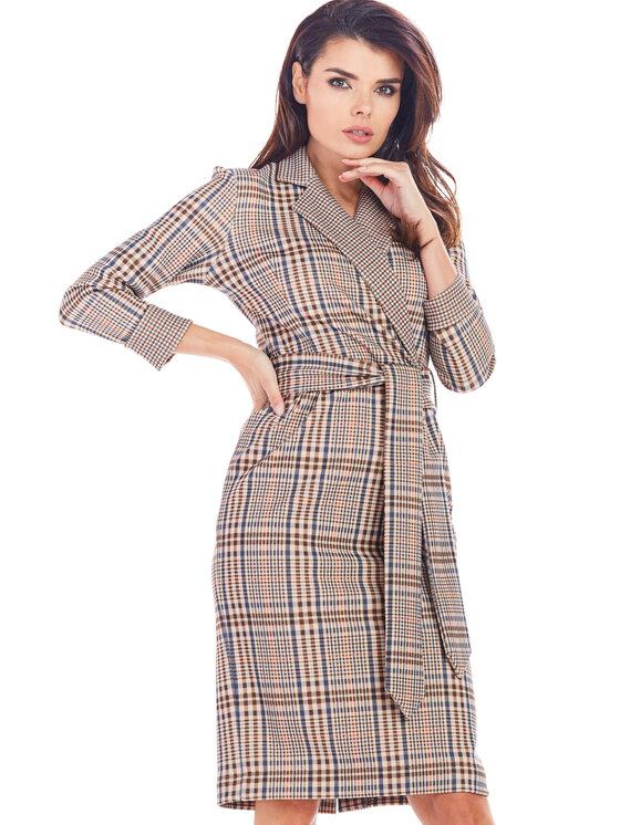 Awama Awama Vestito di maglia A362 Marrone Basic Fit