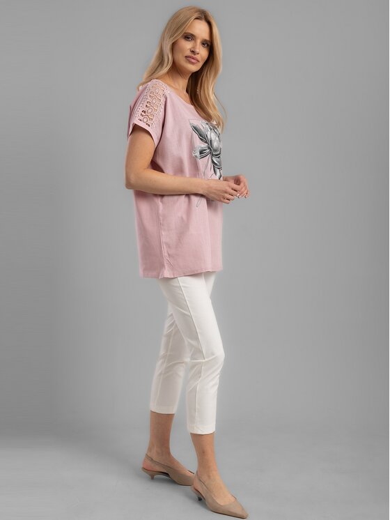 Perso Perso T-Shirt TCE242202F Różowy Regular Fit