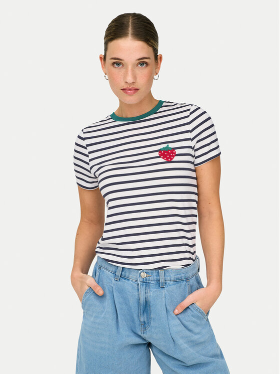ONLY ONLY Tricou Heart 15318959 Alb Regular Fit