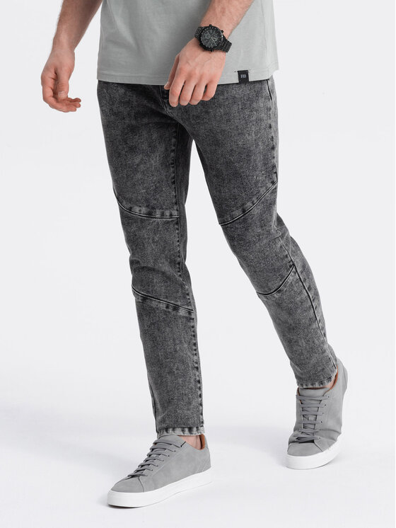Ombre Ombre Jeansy OM-PADP-0109 Šedá Slim Fit