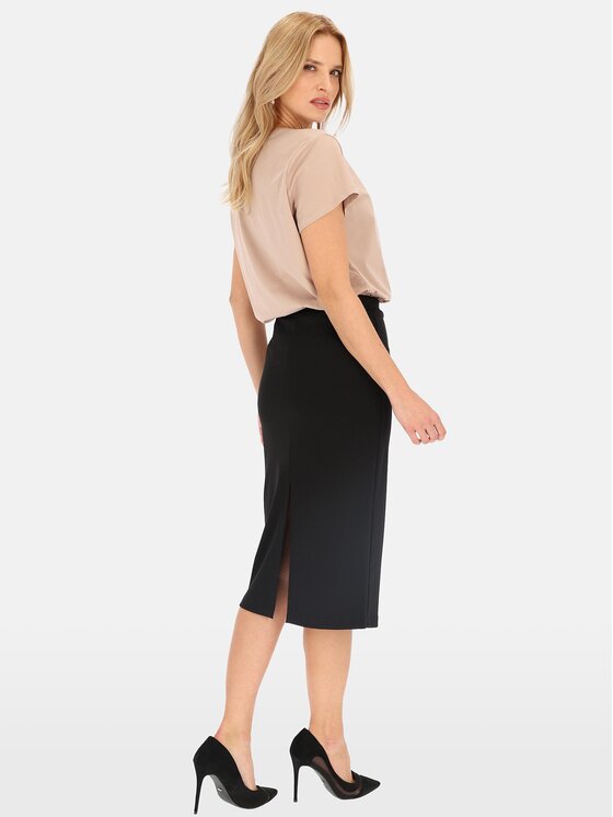 Perso Perso Spódnica JPE242406F Czarny Fitted Fit