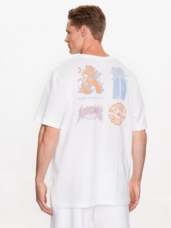 adidas adidas Marškinėliai Graphic Glide T-Shirt IB1403 Balta Loose Fit