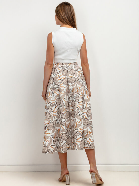 Tessita Tessita Spódnica midi T424/2/XXL Beżowy A-Line Fit