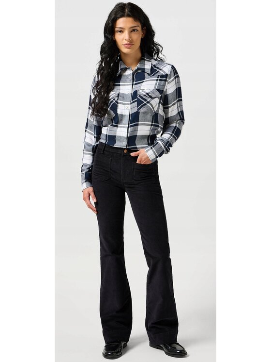 Wrangler Wrangler Spodnie materiałowe Flare Czarny Flare Fit