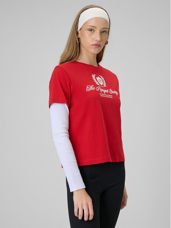 4F 4F T-Shirt SPORTS CLUB Czerwony Boxy Fit
