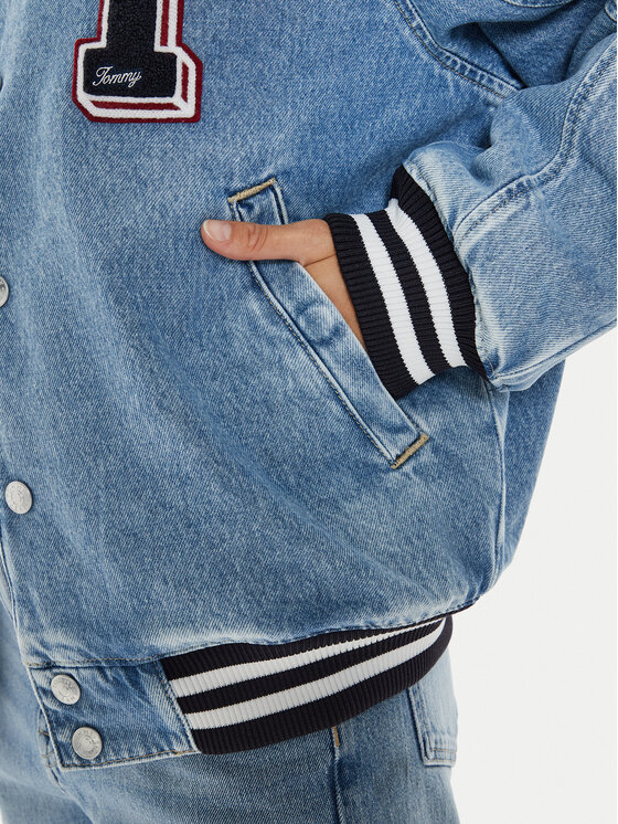Tommy Jeans Tommy Jeans Traper jakna Letterman DW0DW18202 Plava Oversize