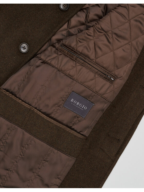 Borgio Borgio Płaszcz wełniany rivara_br Brązowy Slim Fit