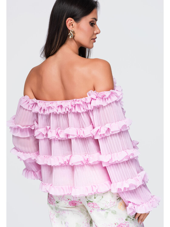 Ombre Ombre Bluzka OW-TS-E0081 Różowy Loose Fit