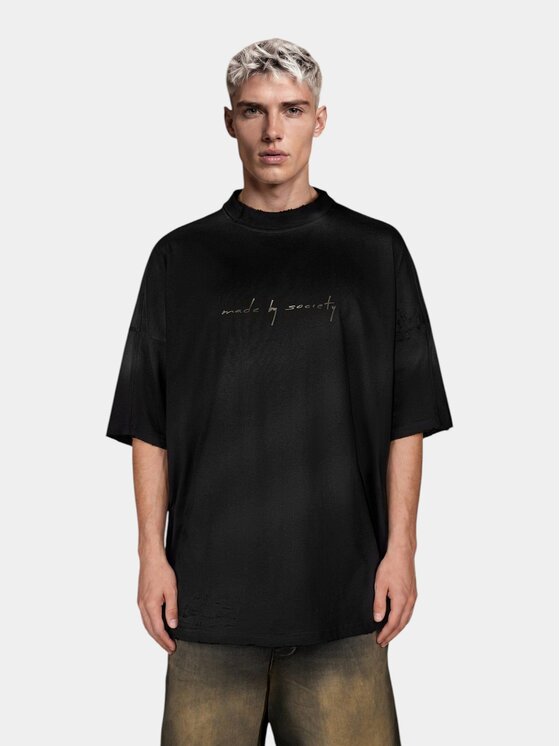 MADE BY SOCIETY MADE BY SOCIETY T-Shirt Tricou MANTRA - T17288 Czarny Basic Fit