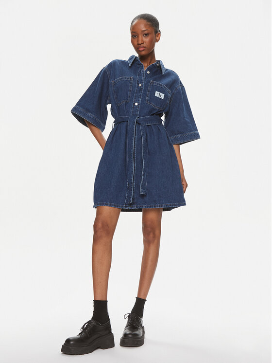 Calvin Klein Jeans Calvin Klein Jeans Džinsinė suknelė J20J222815 Mėlyna Boxy Fit
