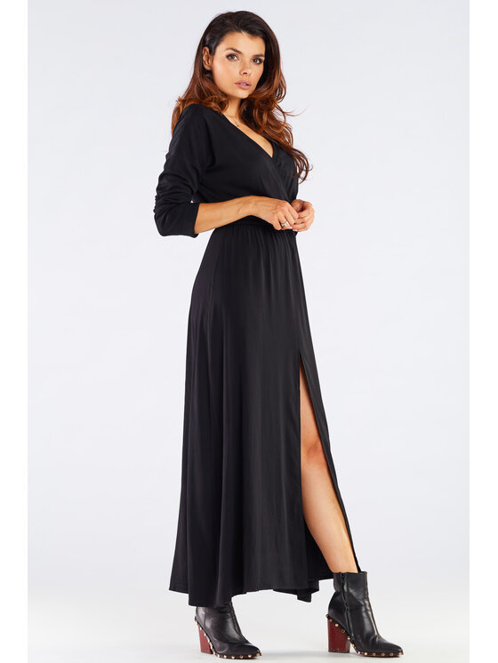 Awama Awama Letné šaty A454 Čierna Basic Fit