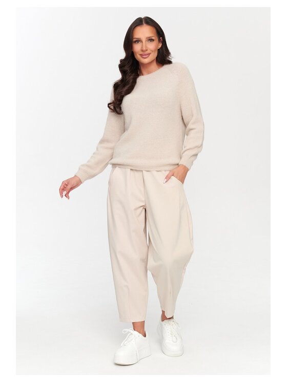 Makadamia Makadamia Spodnie materiałowe C79 Beżowy Loose Fit