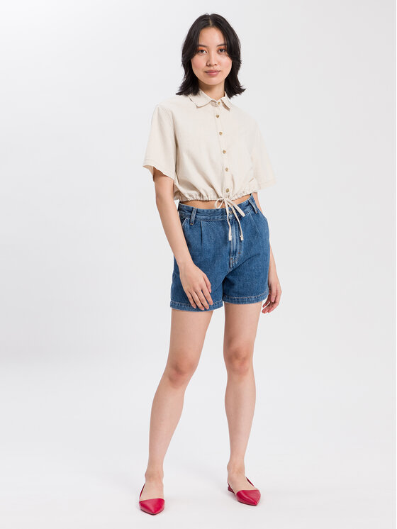 Cross Jeans Cross Jeans Szorty jeansowe B 596-005 Niebieski Regular Fit