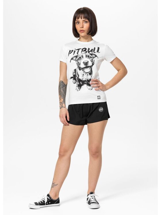PITBULL PITBULL T-Shirt Koszulka sportowa damska Mesh PUPPY M Biały Regular Fit