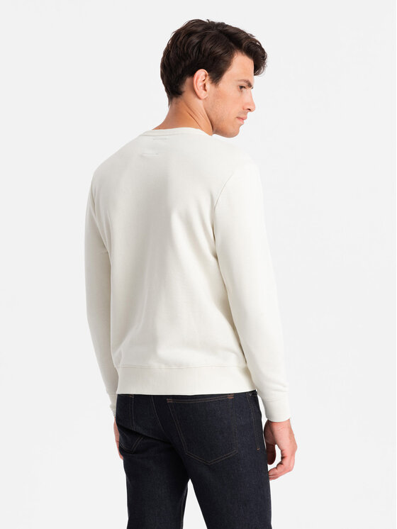 Ombre Ombre Mikina OM-SSNZ-0136 Bílá Regular Fit