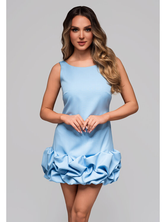 Ombre Ombre Sukienka koktajlowa LA-OM-DLR116 Błękitny Regular Fit