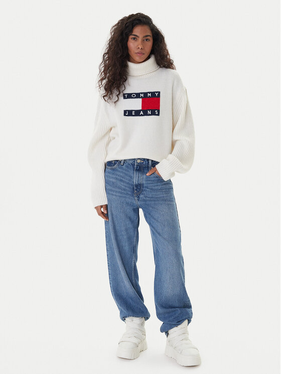 Tommy Jeans Tommy Jeans Rolák Flag DW0DW22108 Écru Relaxed Fit