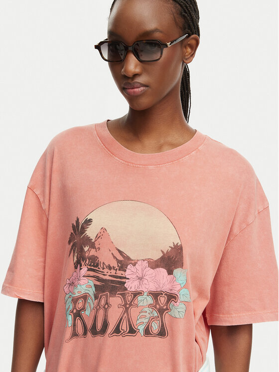 Roxy Roxy Тишърт Talloversize Washed ERJZT06081 Светлооранжев Loose Fit