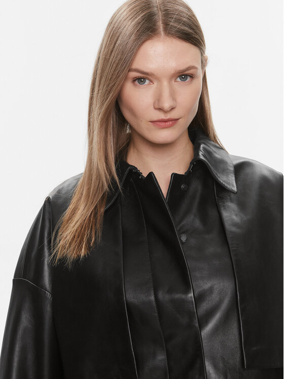 Calvin Klein Calvin Klein Ādas jaka K20K206312 Melns Relaxed Fit