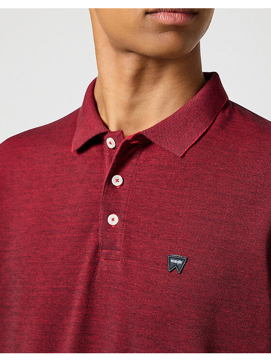 Wrangler Wrangler T-Shirt LS REFINED POLO Czerwony Regular Fit