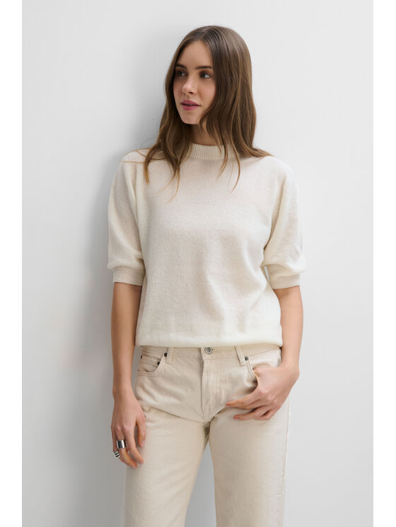 Fobya Fobya Bluzka F2120 Kremowy Basic Fit