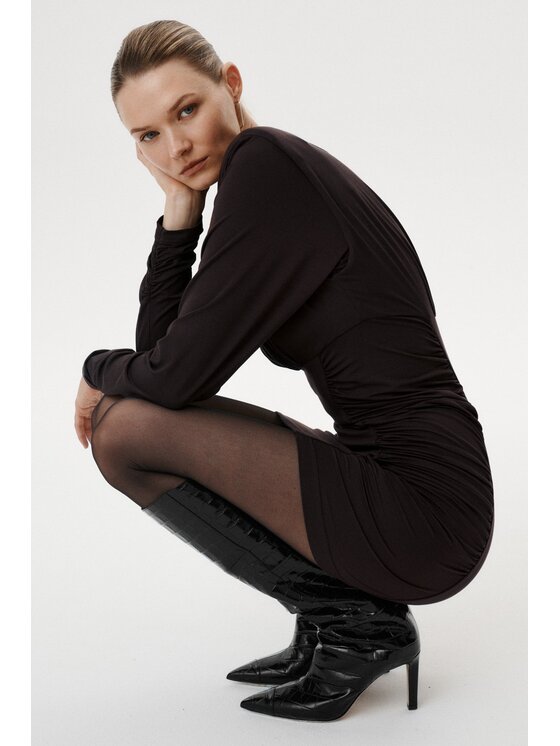 MARI PRETI MARI PRETI Abito da cocktail Voleta Marrone Slim Fit