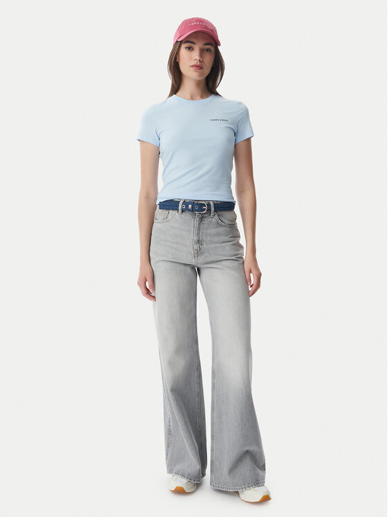 Tommy Jeans Tommy Jeans Majica Ess Logo DW0DW23479 Svetlo modra Slim Fit
