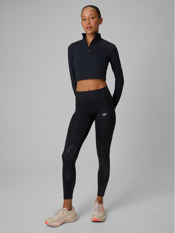 4F 4F Bluza techniczna JOY MOTION Czarny Slim Fit