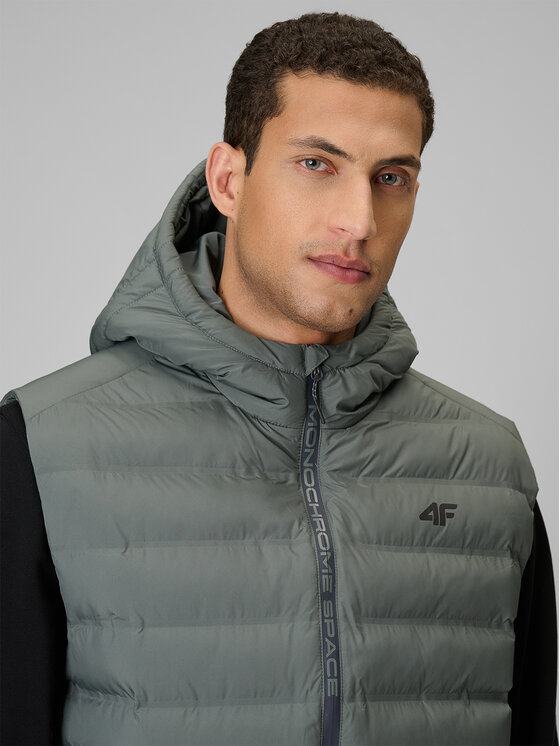 4F 4F Kamizelka MIDSHOP TEXTILE Zielony jasny Regular Fit