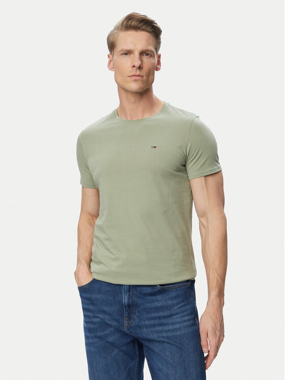 Tommy Jeans Tricou DM0DM04411 Kaki Slim Fit