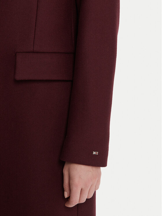 Tommy Hilfiger Tommy Hilfiger Vlněný kabát WW0WW46547 Bordó Regular Fit